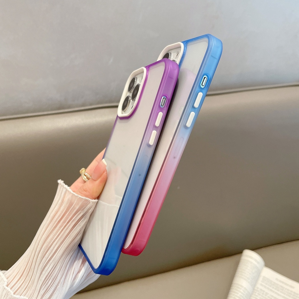 Hard case Transparan Warna Gradasi Pelangi Untuk iPhone 13 Pro Max 12 11 Pro Max