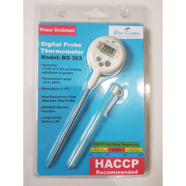 Blue Gizmo BG363 Water Resistant - Digital Probe Thermometer