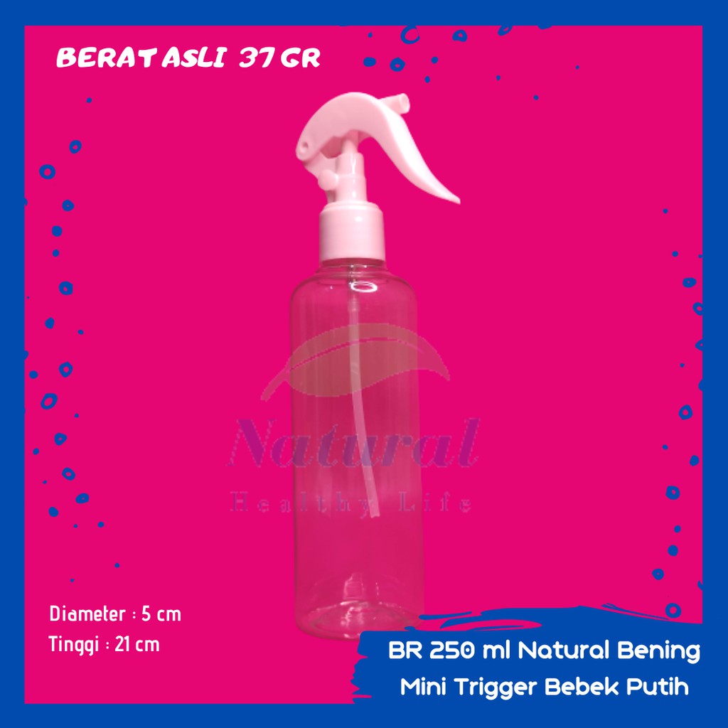 Botol 250ml BR Natural Bening AR mini Trigger Bebek Spray N 24 Bahan PET