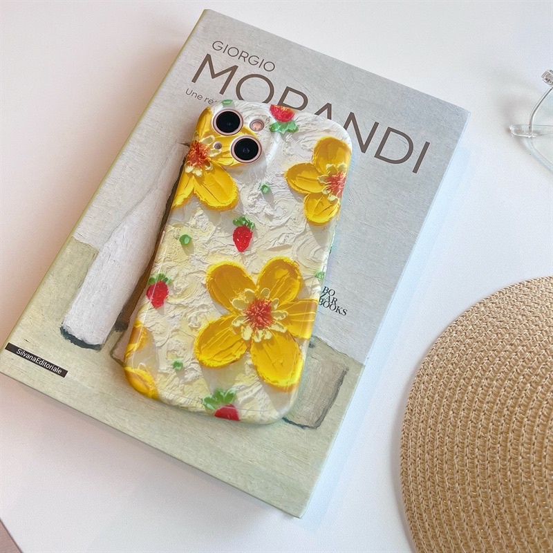 Yellow Flower Softcase Case HP Lucu for iphone XS Max XR 11 Pro Max 12 Pro Max 13 Pro Max