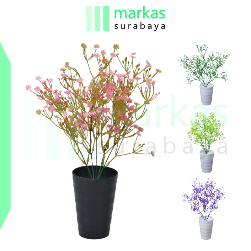 MARKAS PT49 Pot Tanaman Hias Bunga Hias Plastik Ornamen Pot Bongsai Artificial Flower Decoration