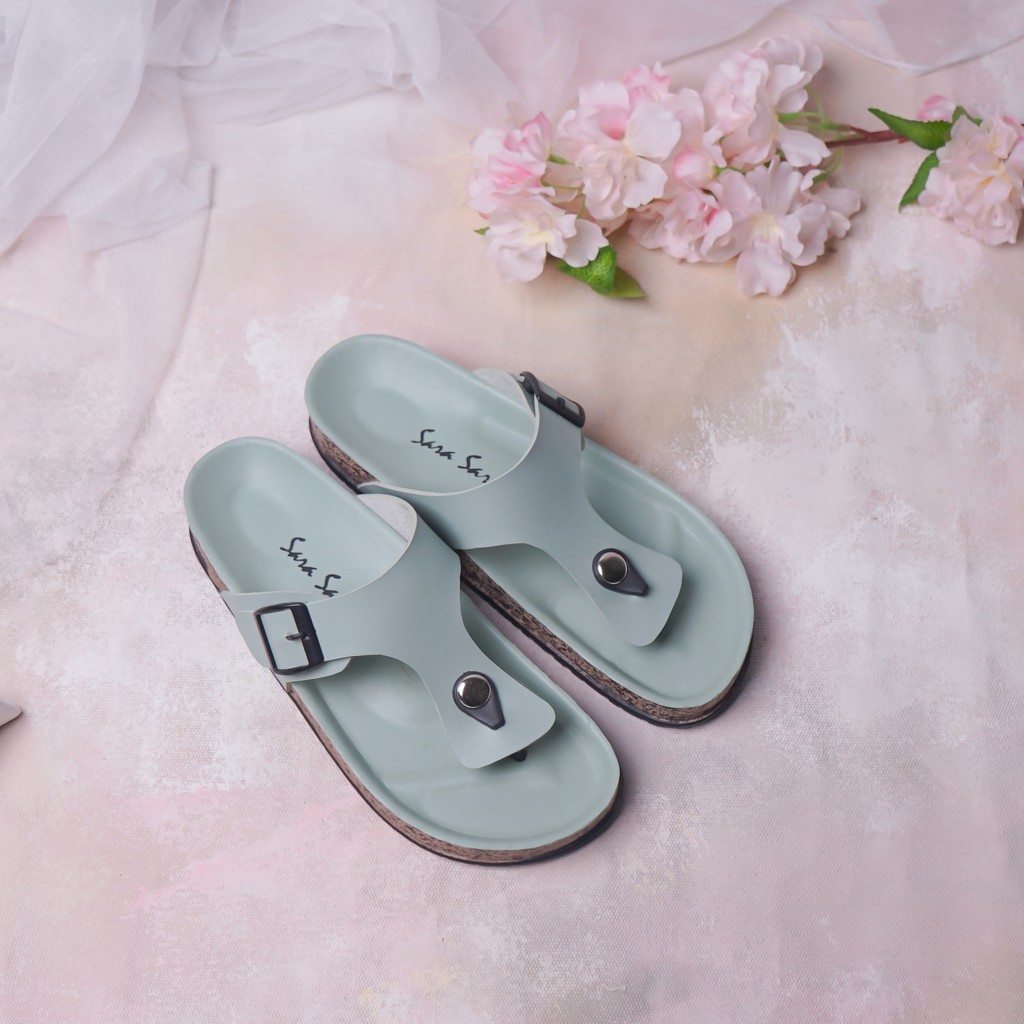 SARA SARA LEONY Sandal Jepit Wanita Model Birken Casual Sendal Puyuh Trendy Sendal Japit Cewek Casual Size 36-41