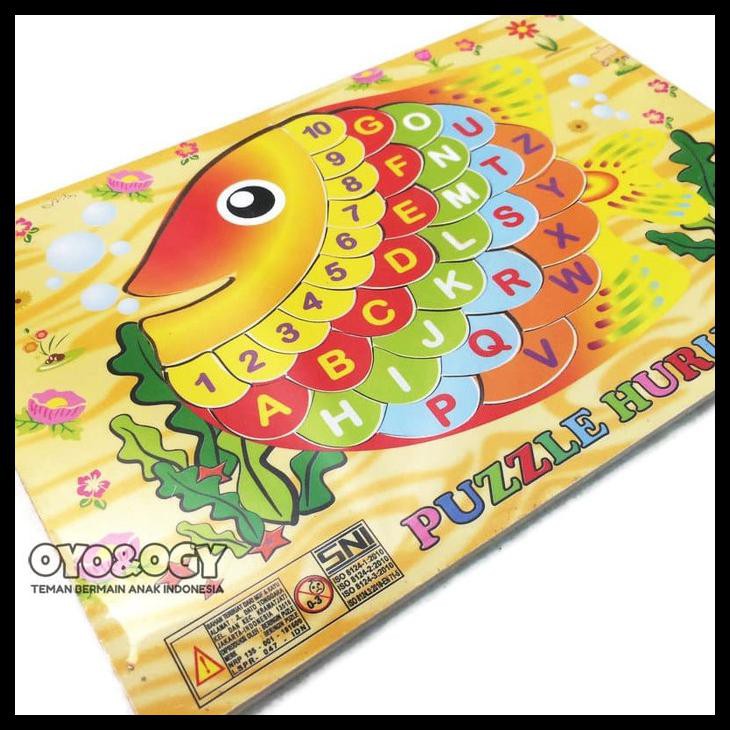 PROMO Mainan Edukasi Anak Puzzle Kayu Ikan Angka Abjad  