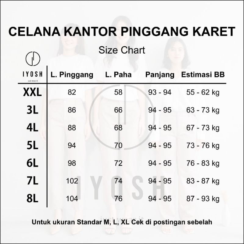 CELANA KERJA WANITA PINGGANG KARET XXL 3L 4L 5L 6L 7L 8L