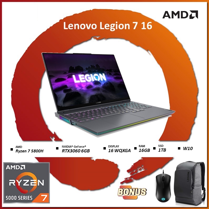 LENOVO LEGION 7 16 - RYZEN 7 5800H RAM 32GB 1TB SSD RTX3060 W10+OHS 16 WQXGA IPS 165HZ 9UID