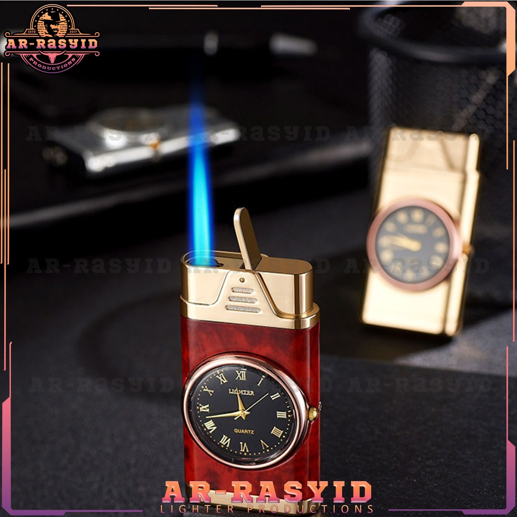 BISA COD! Korek Api Bara Gas Plus Jam Elegan Watch Lighter