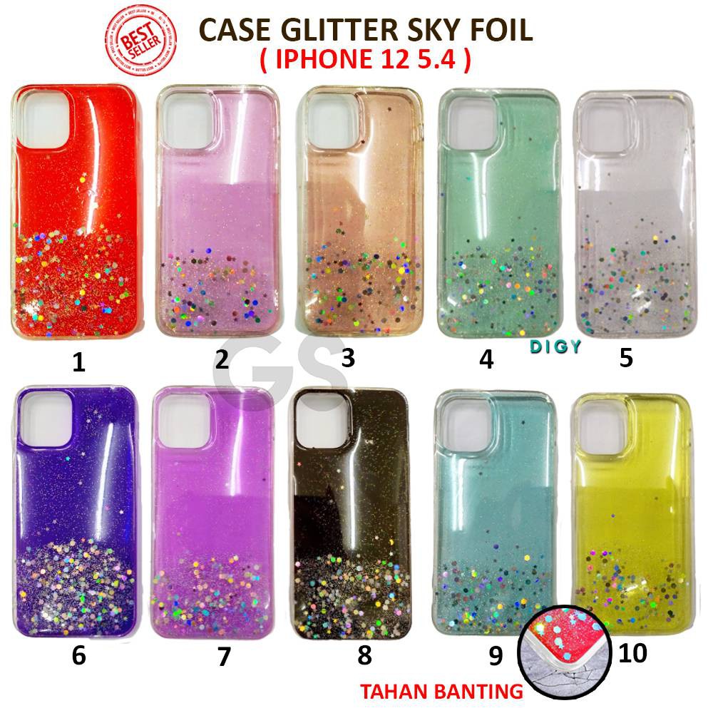 Casing Import Iphone 12 5.4  12 6.1  12 6.7  ip 7 / 8 7 plus 8 plus  Silver Foil Sky Soft Case