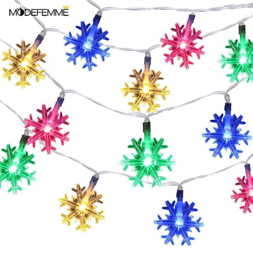 Lampu String 20 Led Bentuk Snowflake Tenaga Baterai Untuk Dekorasi Pesta Natal