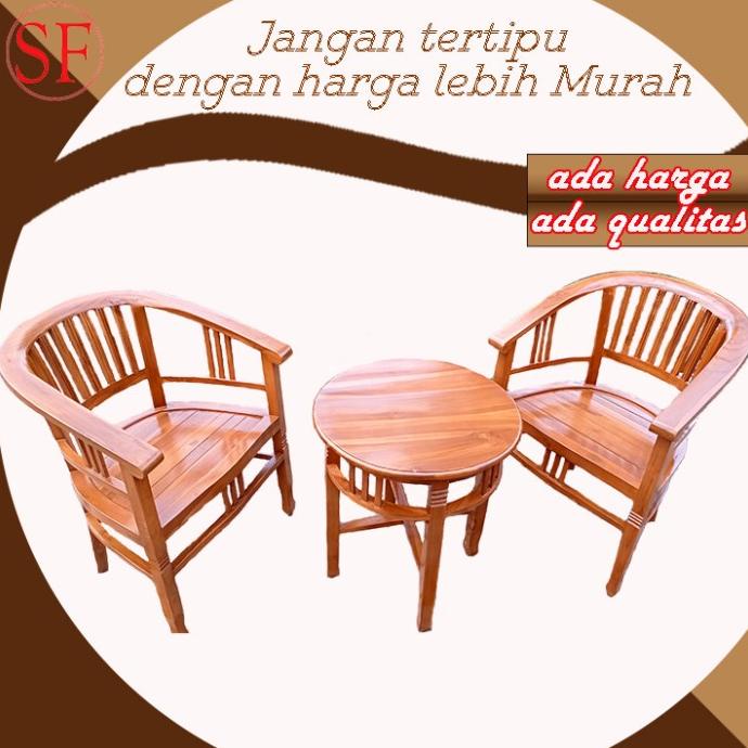 Set Kursi Teras Betawi Amerika / Bangku Taman Minimalis Kayu Jati Eigenana