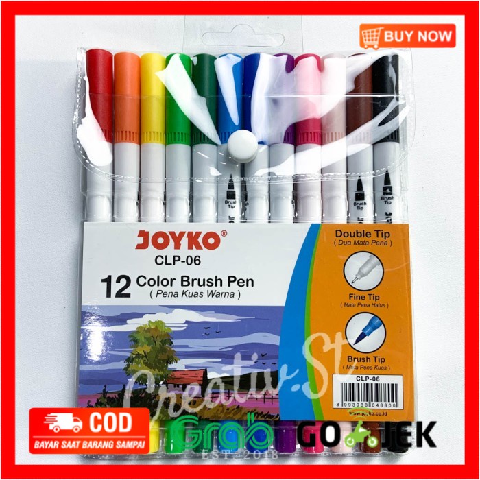 

(BISA COD) Joyko Brush Pen 12 Warna Brush + Pen CLP-06 SET