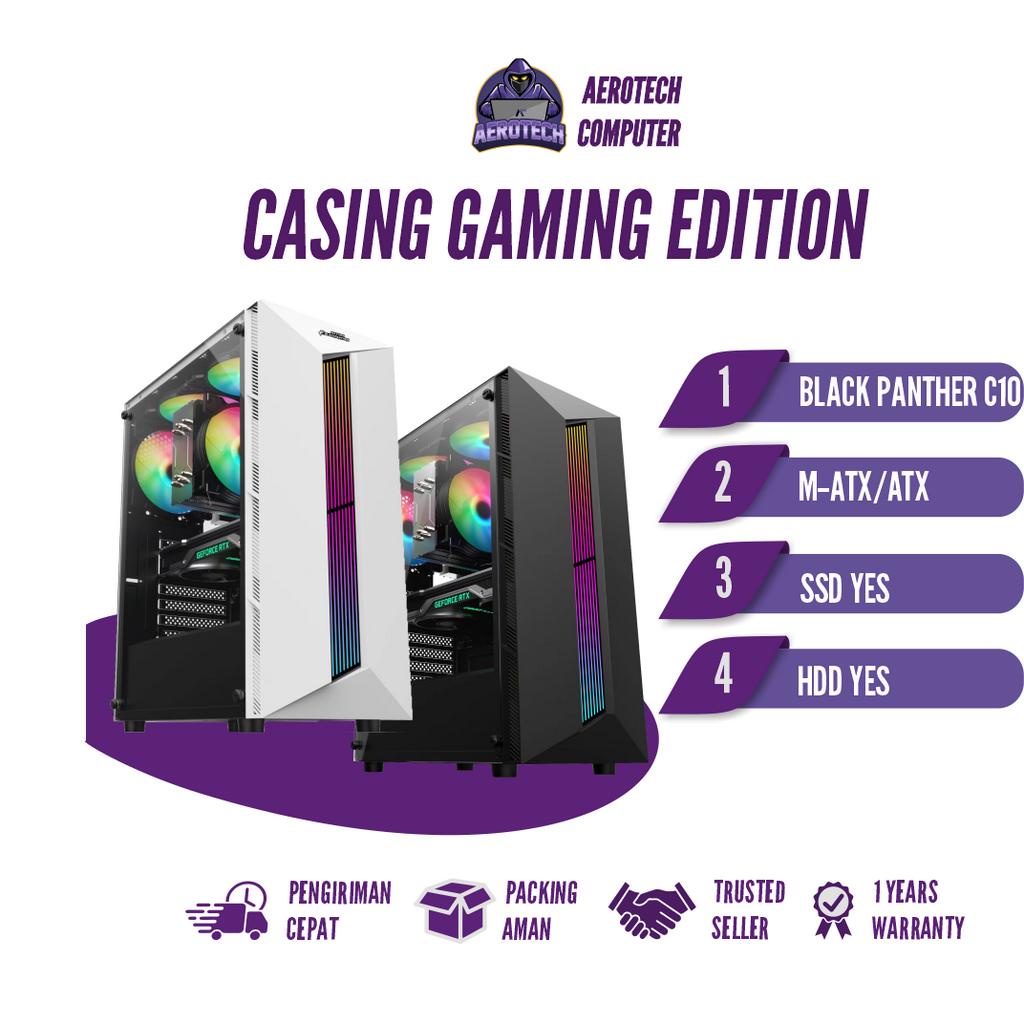 CASING GAMING MAXUSS BLACK PANTHER C10 BLACK &amp; WHITE