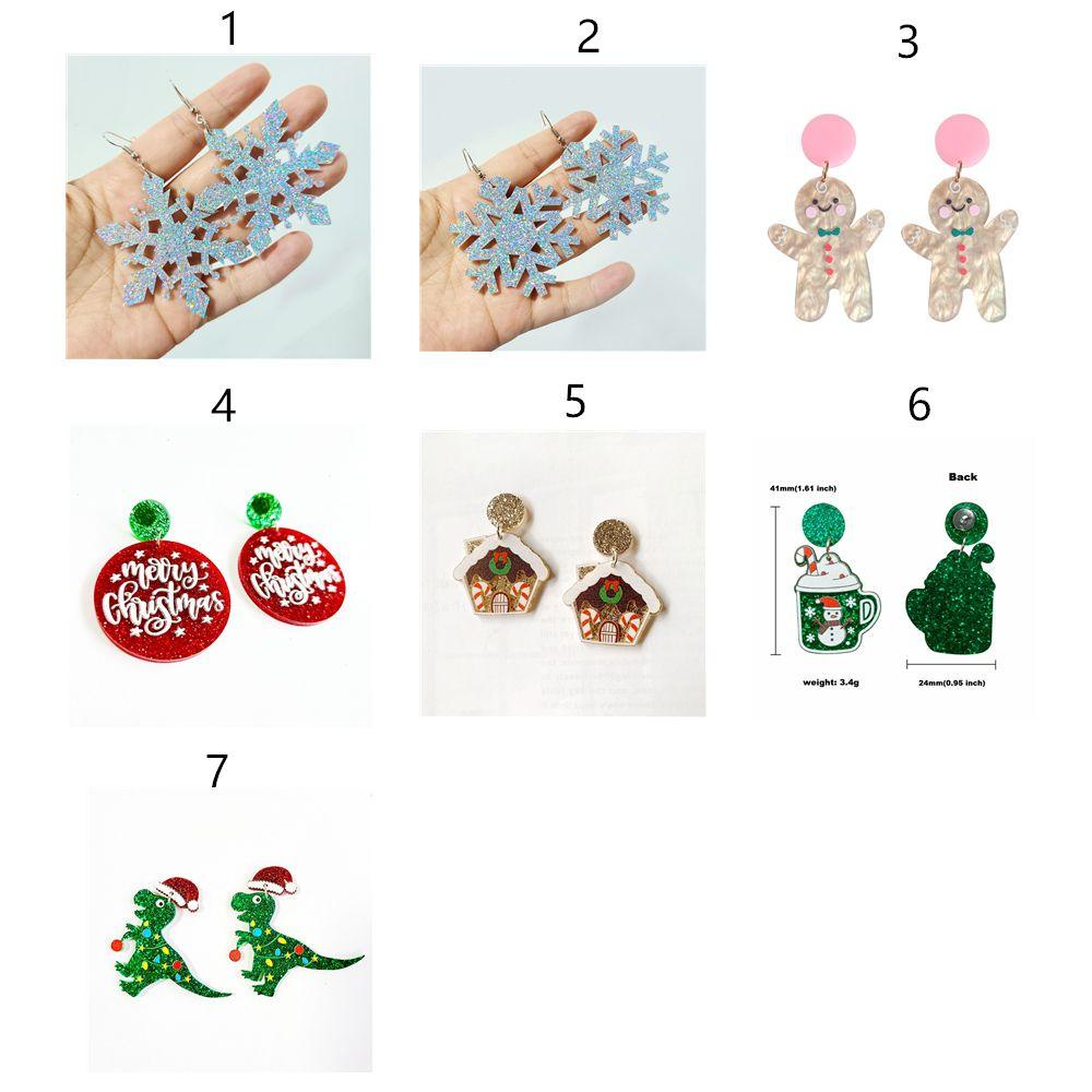 Preva Anting Natal Perhiasan Fashion Kreatif Dinosaurus Snowflake Snowman Akrilik