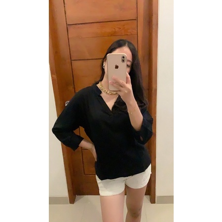 Kemeja basic // kemeja oversize // korean look casual-Hitam