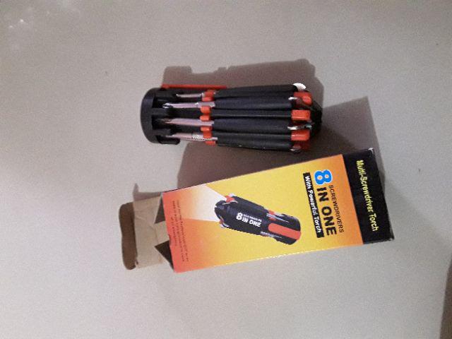 Obeng Set Lampu Senter 8 In 1