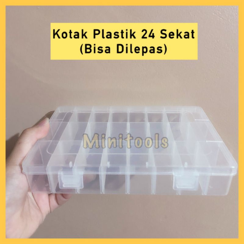 Kotak Penyimpanan Kecil 24 Sekat Bisa Dilepas / Kotak Obat / Kotak Manik Manik / J24D