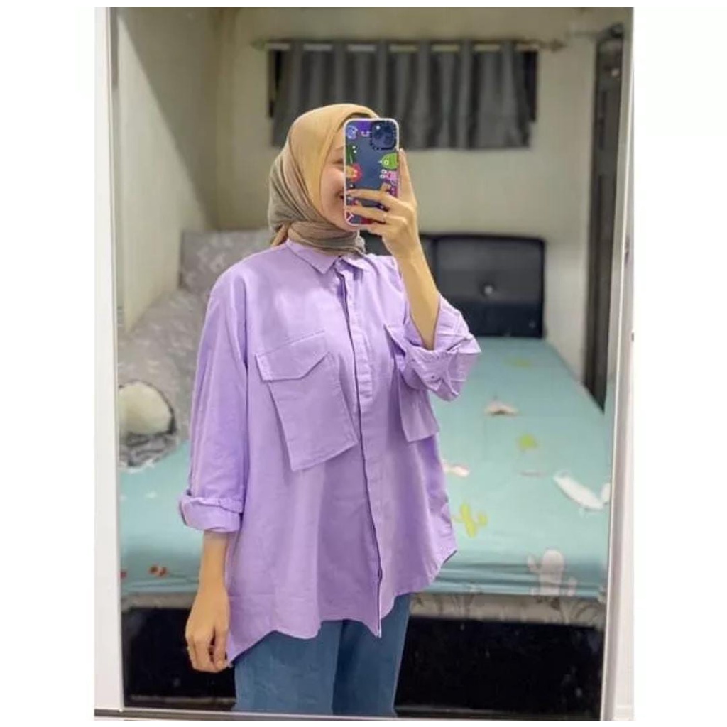 Dita Top Kemeja Wanita Oversize Moscrepe Termurah Atasan Wanita Putih polos Terlaris Ootd Blouse Kekinian