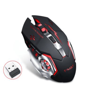 Mouse wireless gaming t-wolf usb 2.4ghz optical 2400dpi 6d rechargeable q-13 - twolf q13