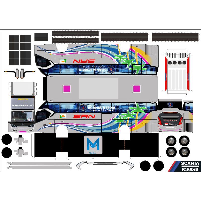 🆕Lembaran PaperCraft Bus SAN SR2 XHD Skala 1:50