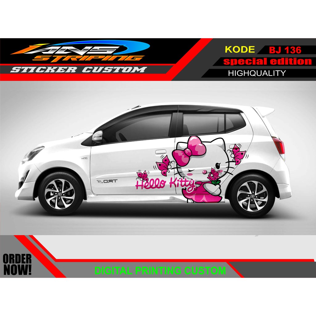 STIKER MOBIL AYLA AGYA HELLO KITTY