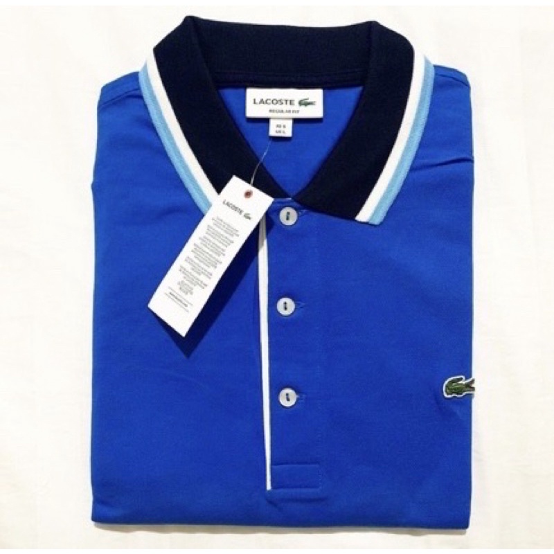 LACOSTE twin tipped polo shirt Authentic Blue