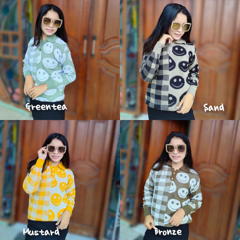 Sweater Smile Knit 7 Gauge Kra Rajut Lucu