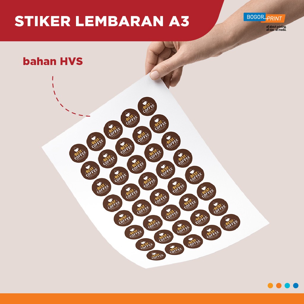 

Cetak Stiker HVS ukuran A3+ / Full Color / Potong Kotak / Kiss Cut / Print Custom