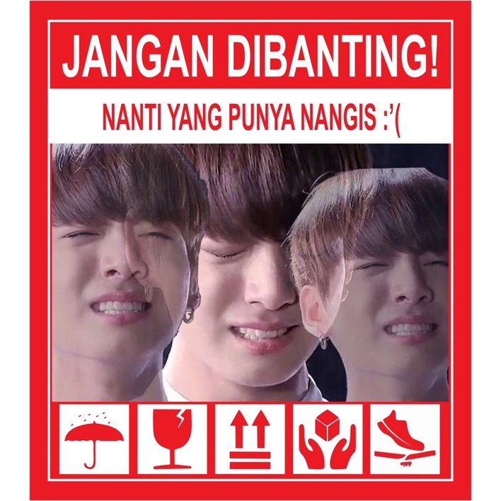 STIKER FRAGILE KPOP LUCU KOREA STIKER JANGAN DIBANTING-L