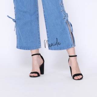 Nanida Celana  boyfriend  Jeans kulot tali samping Wanita  