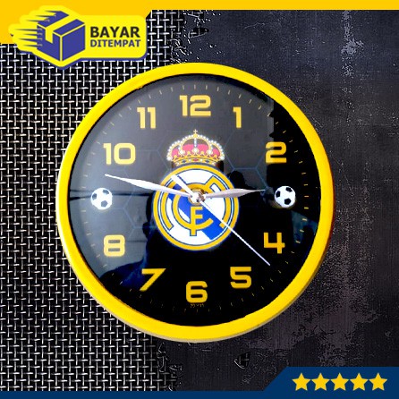 Jam Dinding Real Madrid Tempel Wall Clock Sepak Bola Foot Ball Murah Grosir Hiasan Dinding