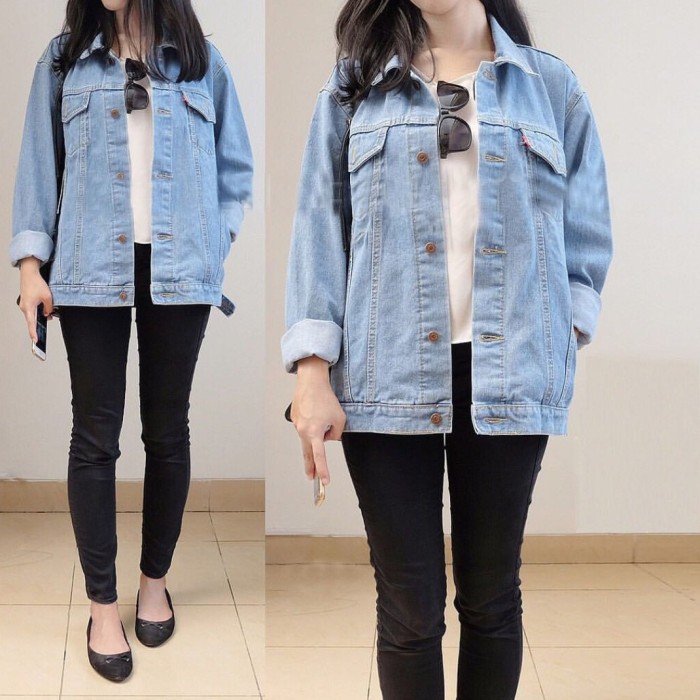 Jaket Jeans Terlaris Panjang  LG308 Jaket Jeans Levis Biru Dong Dongker Xxl - Xxxxl Pria Wanita