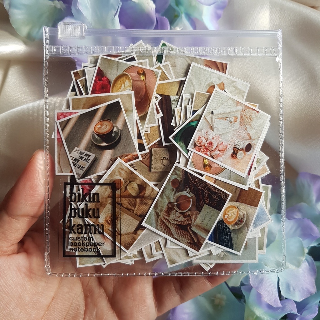 

88pcs Mini Sticker Stiker Jurnal HVS FREE ZIPLOCK POUCH - Coffee