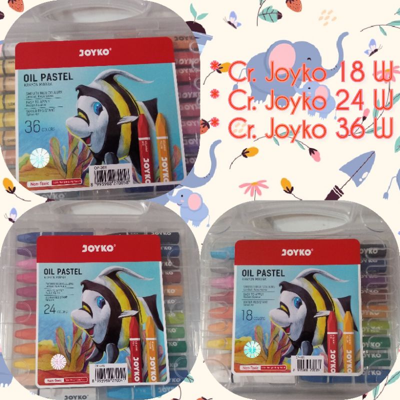 

( Free Buble Wrap / Kardus ) Crayon / Oil Pastels Joyko 18/24/36/48 Warna