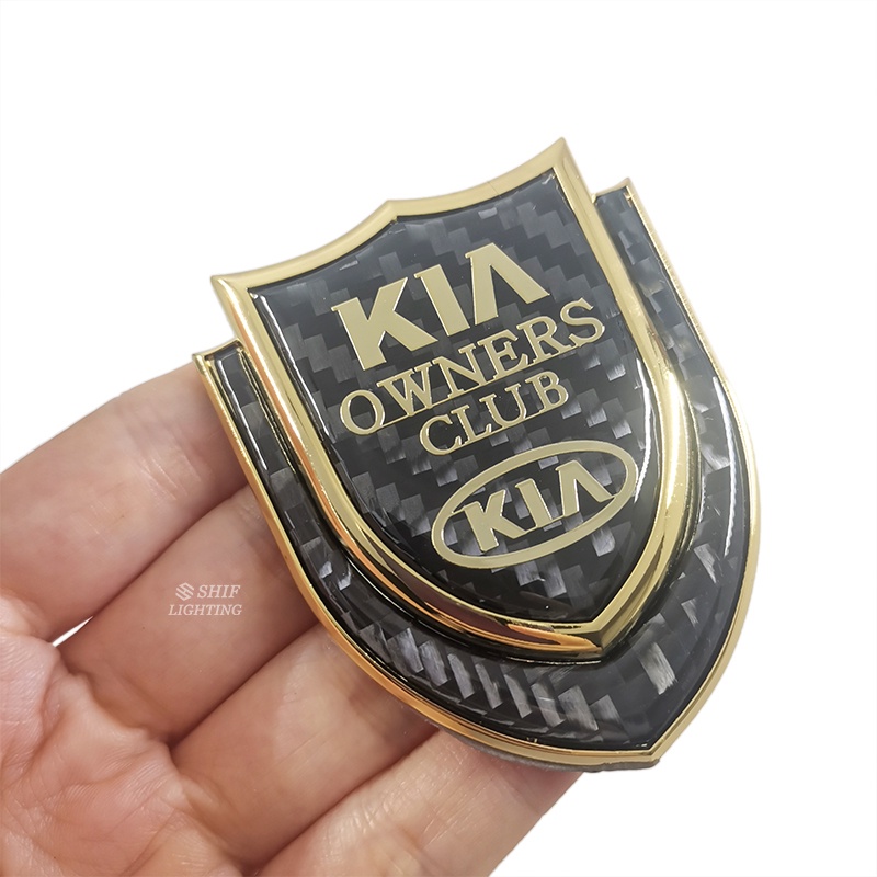 1pc Stiker Emblem Logo KIA Owners Club Bahan Metal Carbon Fiber Untuk Dekorasi Mobil