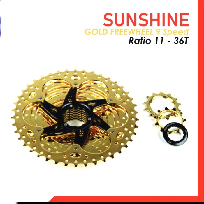 Sproket cassette sepeda Sunshine gold 9speed 11-36T