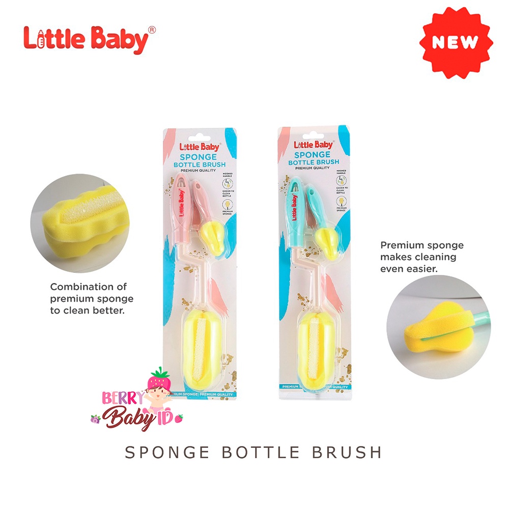 Little Baby 2-in-1 Bottle &amp; Nipple Sponge Brush Sikat Botol &amp; Dot Bayi Berry Mart