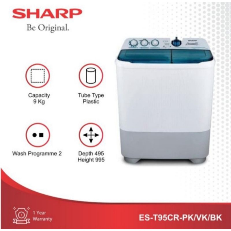 Mesin Cuci Sharp 2 Tabung ES-T95CR 9kg