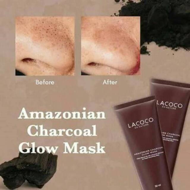 Lacoco en nature amazonian charcoal glow mask original pt.natural nusantara