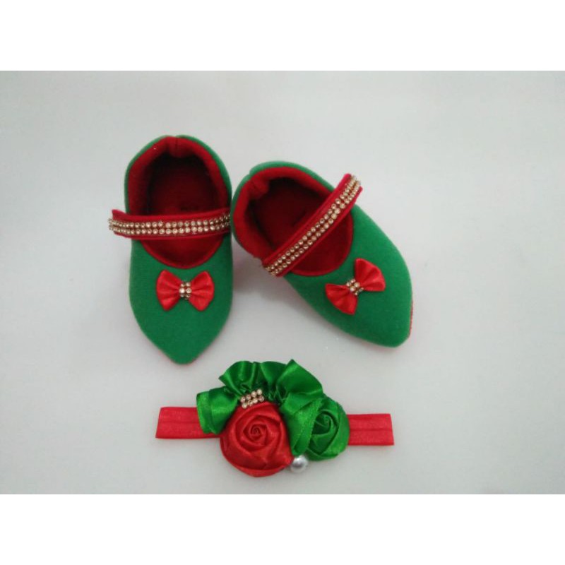 1 set Nunu hels( X-Christmas) sepatu+bando