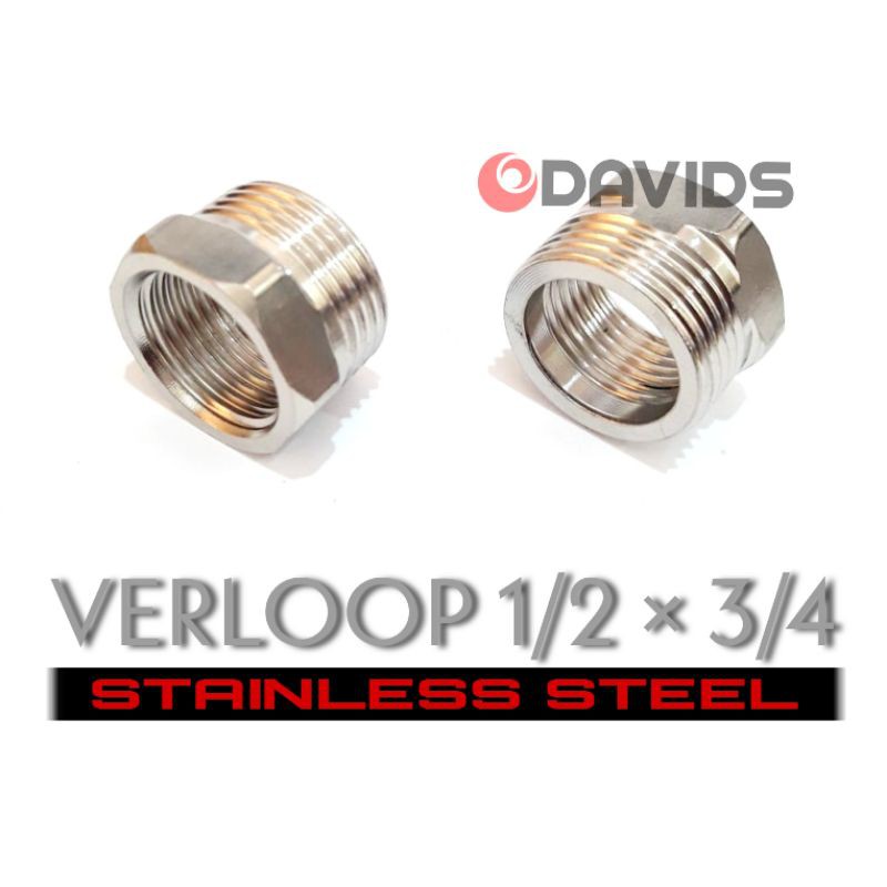 Verlop Ring Kran 1/2 x 3/4 Reducer Adapter Stainless