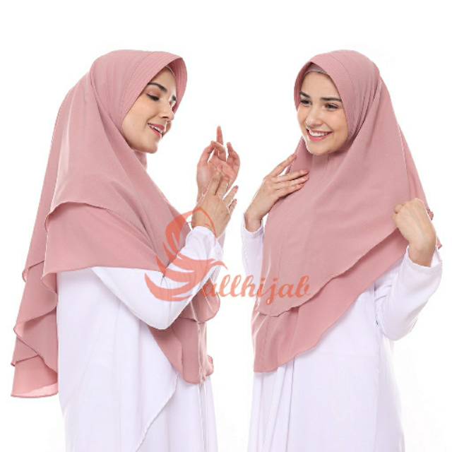 Khimar Kirana 2 layer oval bahan diamond