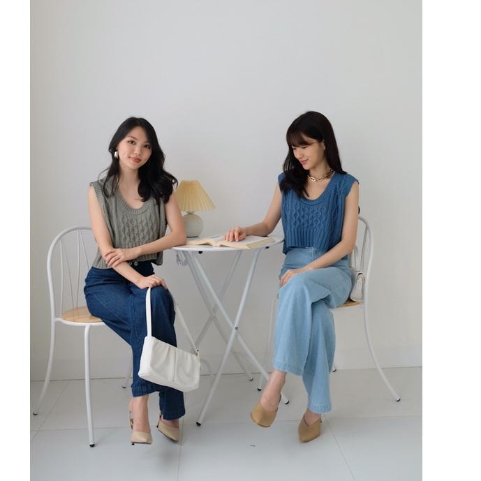 LANGSUNG ATC.. T-0403 Crop Vest Knit Premium Korea