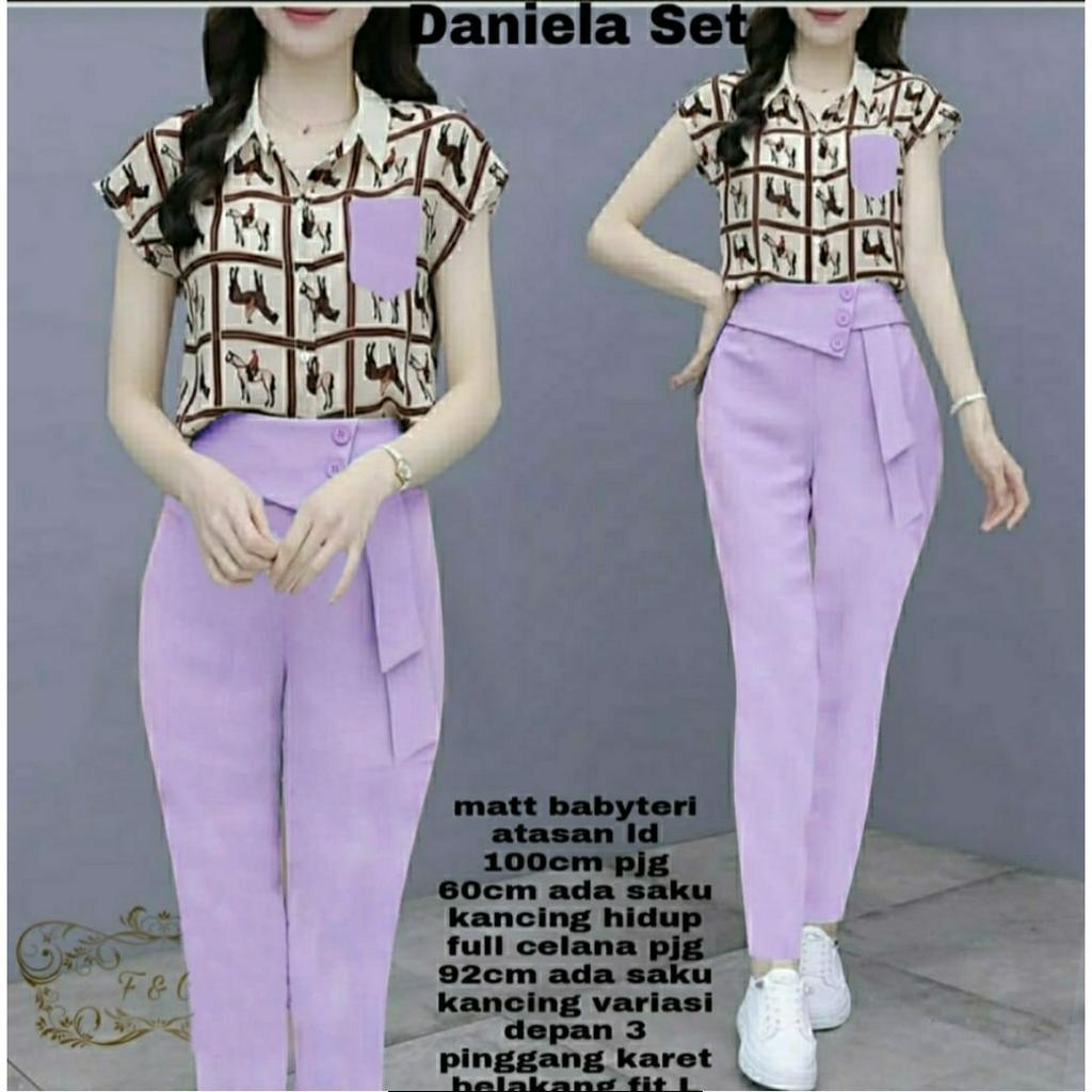 PCS SET DANIELA UKURAN M L XL BAHAN BABYTERRY FE SETELAN ATASAN DAN CELANA