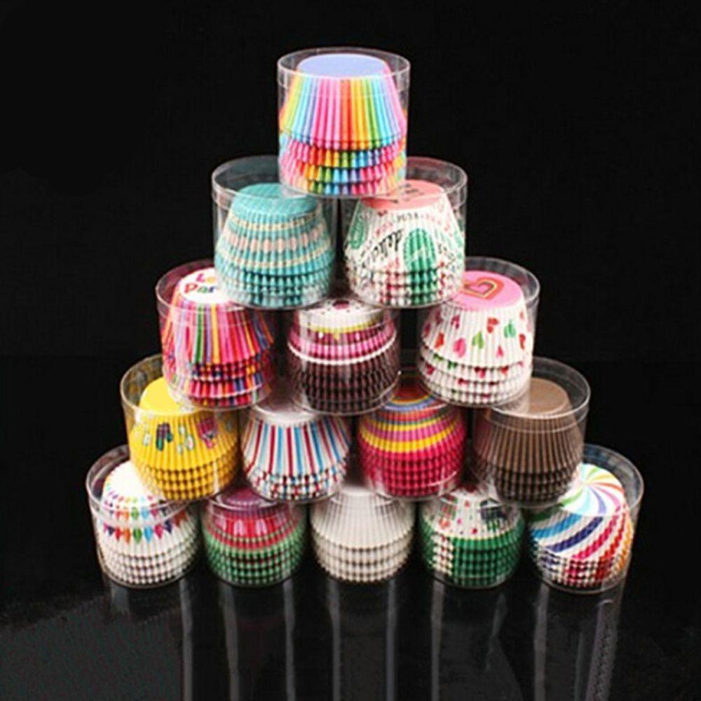 Solighter 100 Pcs Pembungkus Cupcake Bakeware Nampan Perlengkapan Pesta Liner Muffin Cases