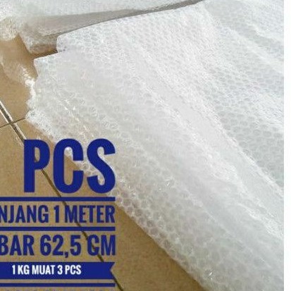

1 paket isi 5pcs - Plastik bubble wrap 1 meter x 62,5cm warna bening/putih