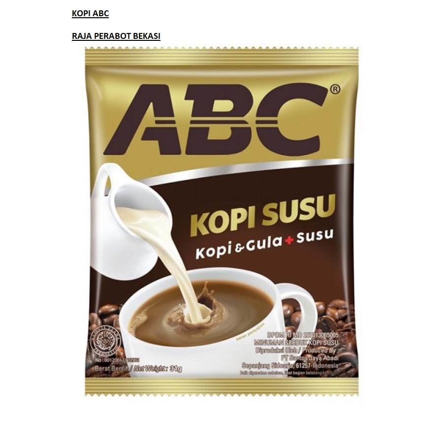 

BISA COD, BISA BAYAR DITEMPAT, KOPI ABC SUSU Kopi ABC kopi susu sachet 31gram RENCENG ( ISI 10)