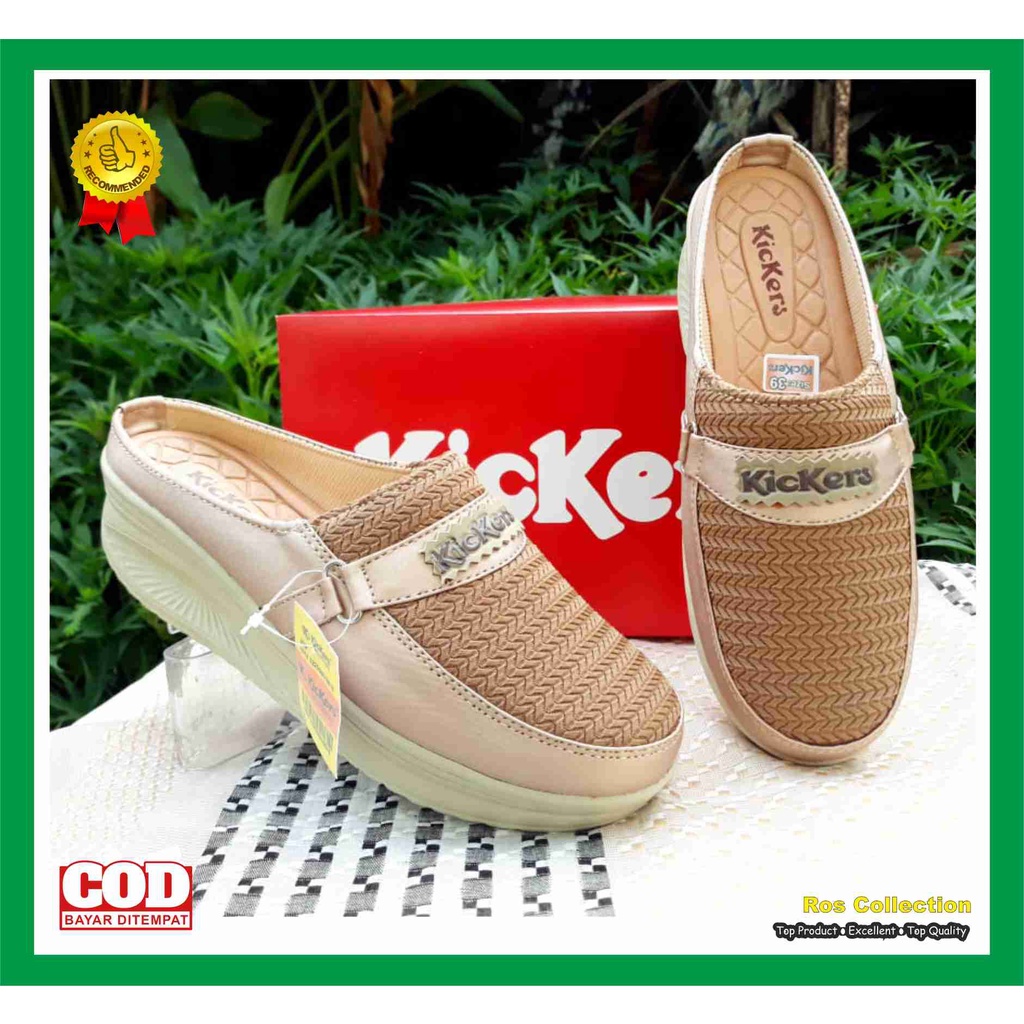 SANDAL CEWEK ELEGAN PREMIUM WEDGES RAJUT KICKERS WANITA - SENDAL WEDGES RAJUT