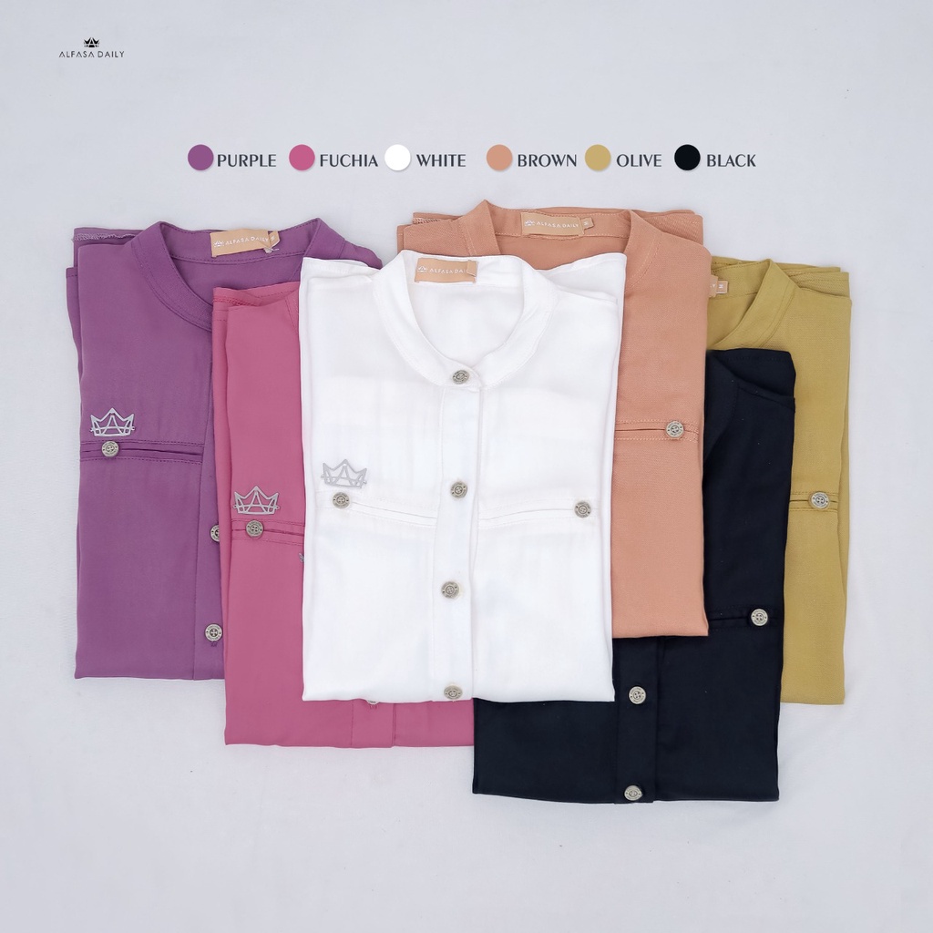 Maysha Blouse  by Alfasa Daily | Kemeja Terbaru Alfasa Hijab | Blouse Polos