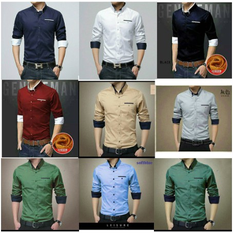 KEMEJAPRIA HEM ALISAN KEMEJACOWOK PRIA KASUAL POLOS H27M6 BAJU KEMEJA POLOS NAVY BIRU DONGKER PRI