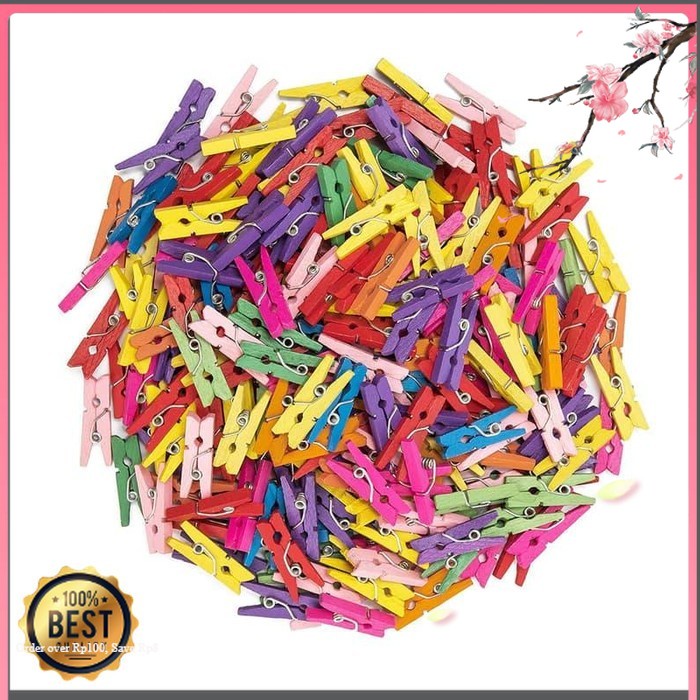 

(16P) (WARNA) Jepit Kayu Klip Foto Mini - Wooden Clip - Jepitan Serbaguna