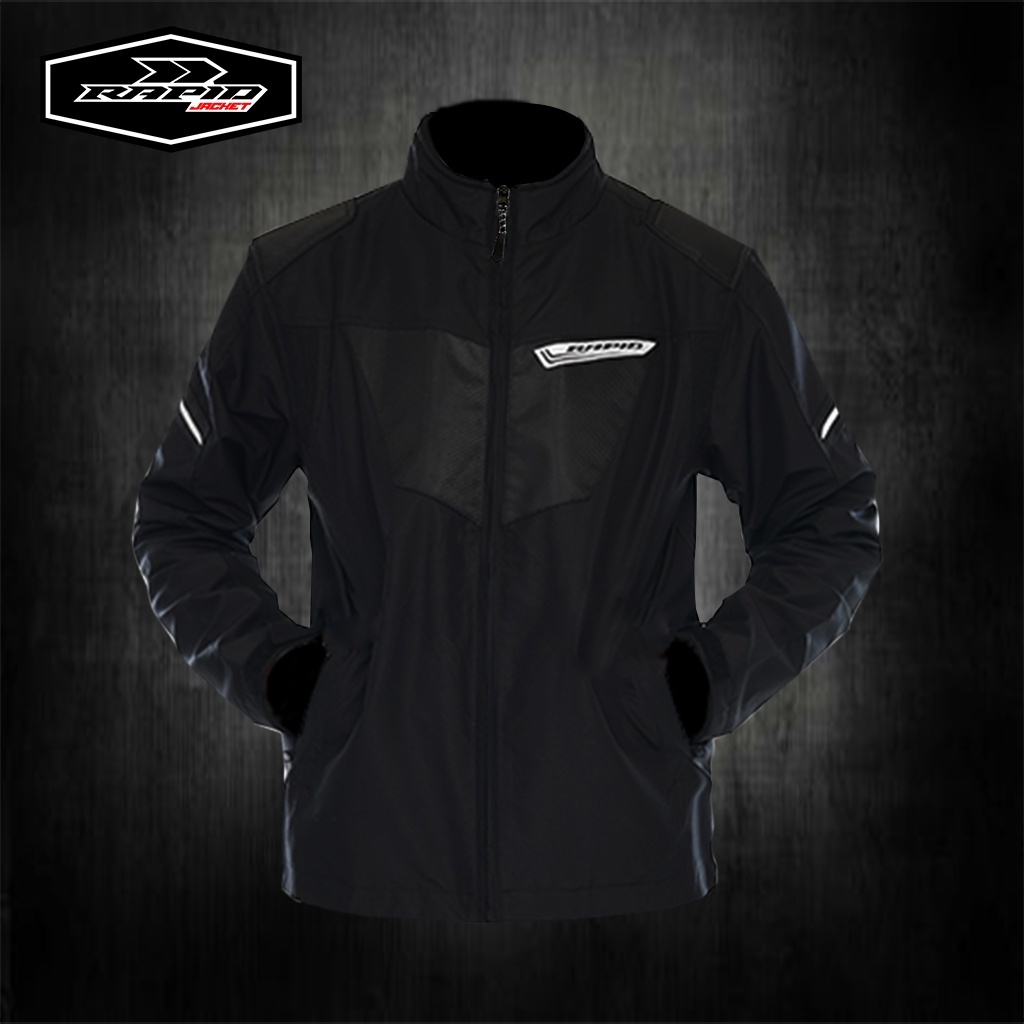 Jaket motor riding RAPID BLACKHAWK pria parasit premium jacket reflektif variasi motif carbon